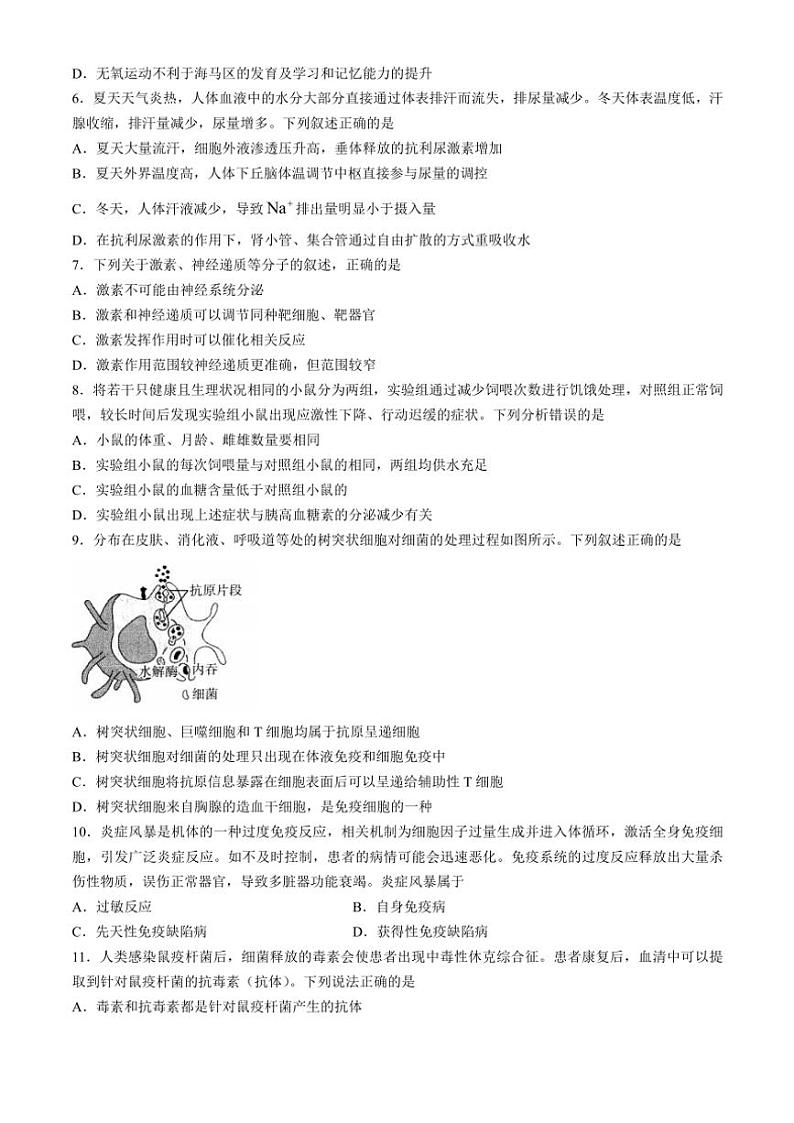 广东省名校联盟2024～2025学年高二(上)期中联合质量检测生物试卷(含答案)第2页