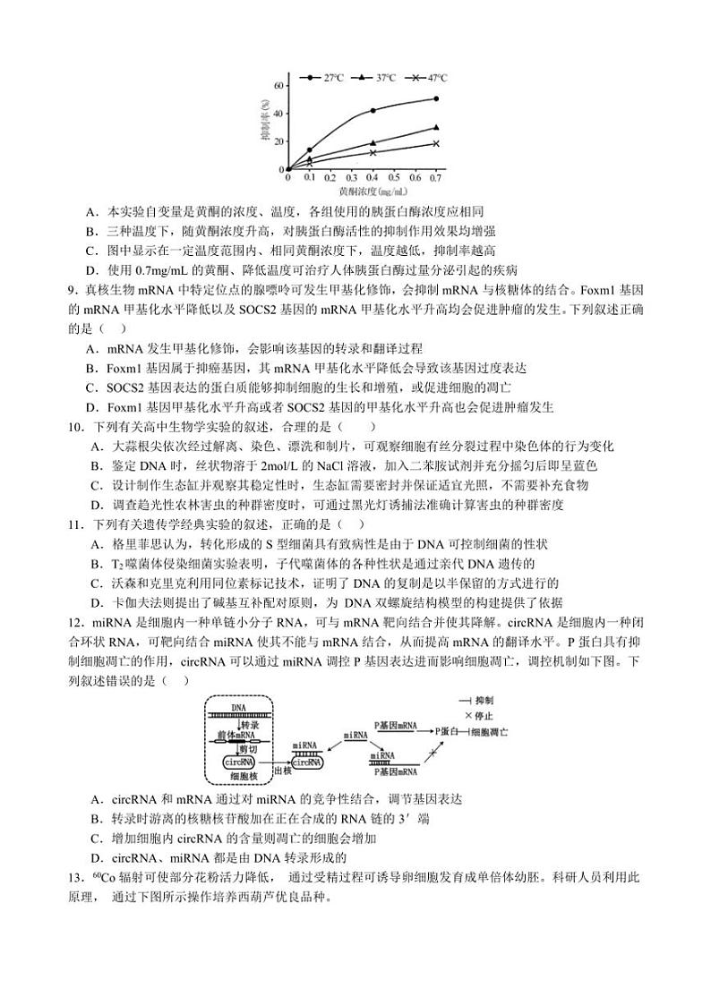2025届浙江省浙考生物研学馆高三(上)11月阶段测试模拟考试生物试卷(B卷)(含解析)第3页