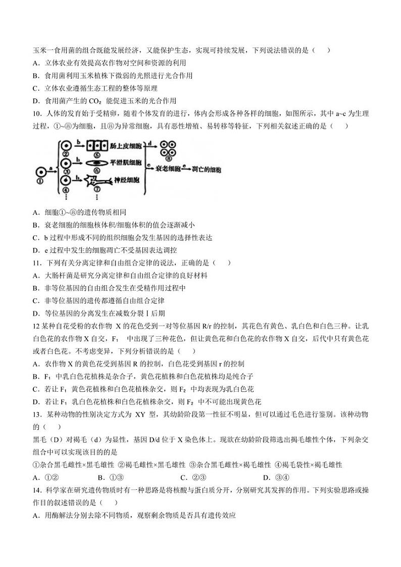 青海省名校联盟2024～2025学年高三(上)期中联考生物试卷(含答案)第3页