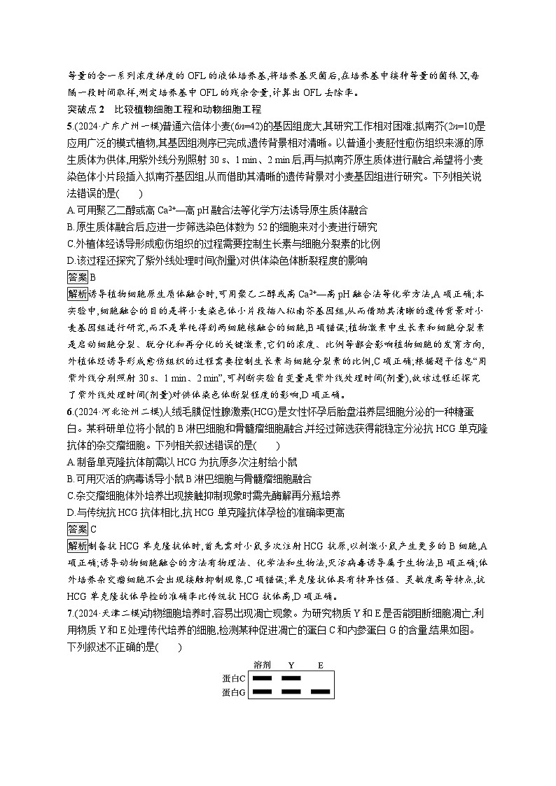 备战2025年高考二轮复习生物（通用版）大单元8生物技术与工程层级二关键突破提升练（Word版附解析）第3页