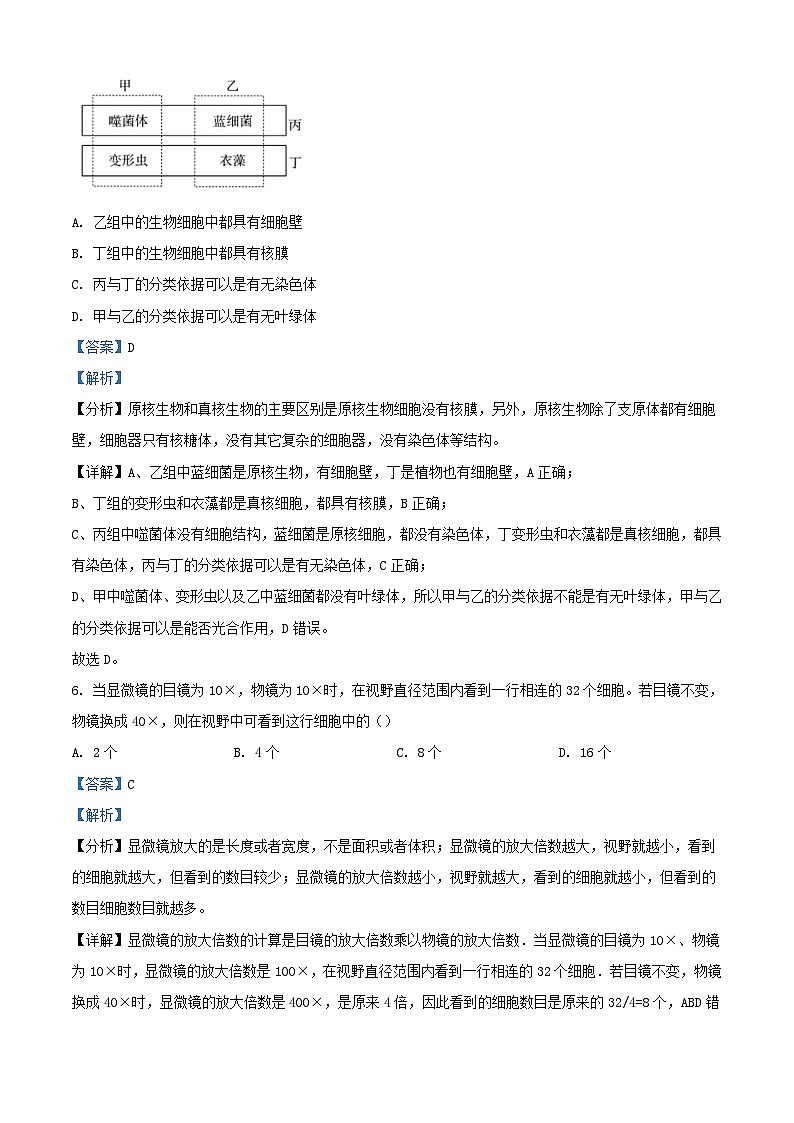 甘肃势泉市四校联考2023_2024学年高一生物上学期期中试题含解析第3页