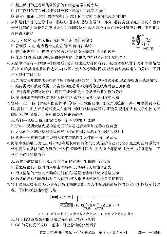 内蒙古乌兰浩特第一中学2024-2025学年高二上学期期中考试生物试题第2页