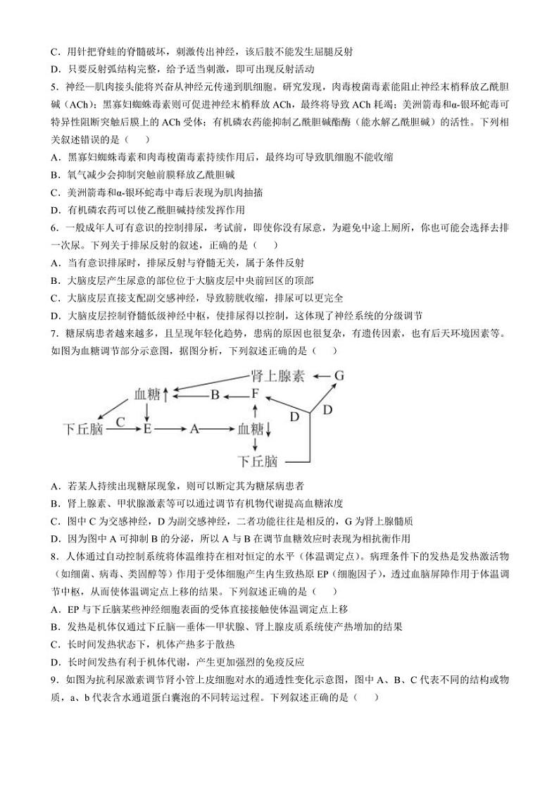 云南省昆明市寻甸回族彝族自治县第一中学2024～2025学年高二(上)期中生物试卷(含解析)第2页