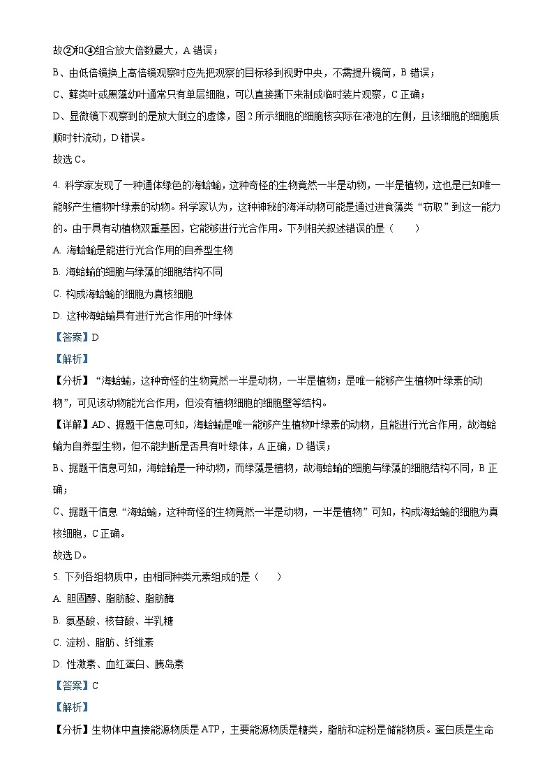福建省三明市两校协作2024-2025学年高一上学期11月期中联考生物试题 （解析版）-A4第3页