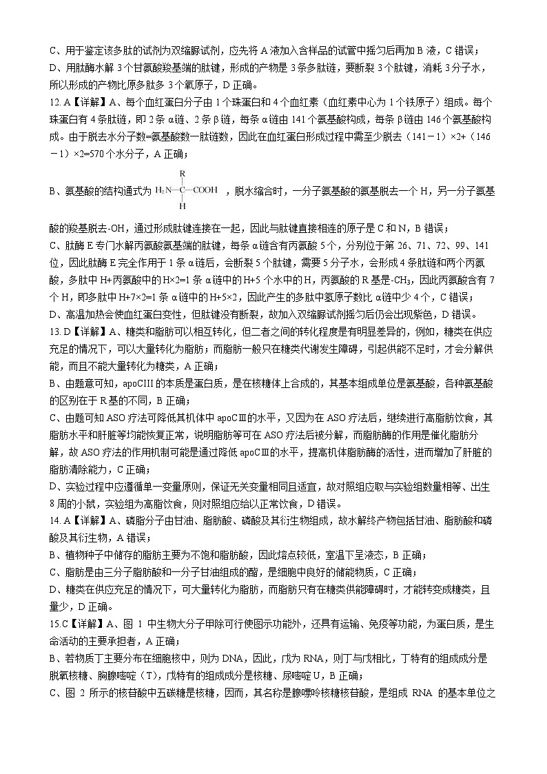 答案  高一上学期期中补偿第3页