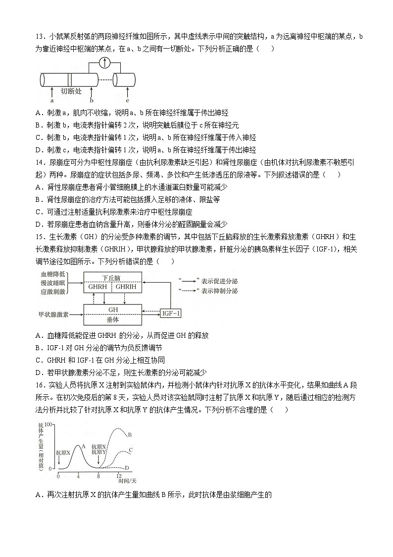 广西名校联盟2024-2025学年高二上学期11月期中阶段性考试生物试题第3页