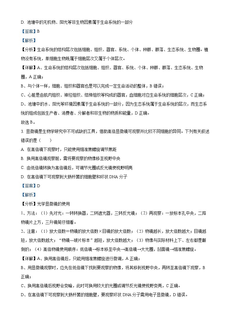 海南省2024-2025学年高一上学期11月期中生物试题  Word版含解析第2页