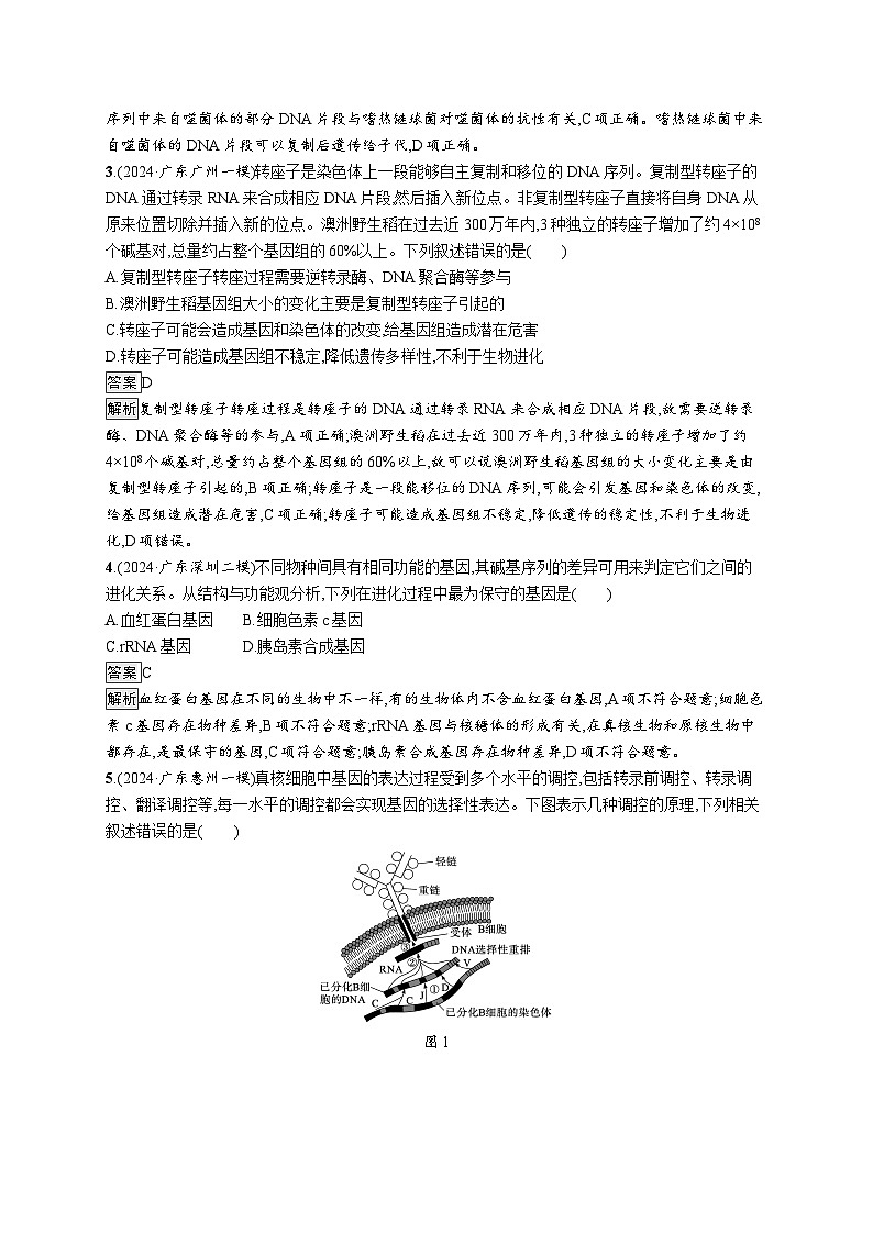 备战2025年高考二轮复习生物（广东专版）大单元5 遗传的分子基础、变异与进化 层级一基础夯实自测练（Word版附解析）第2页
