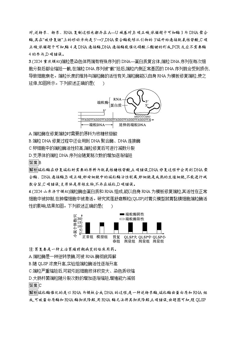 备战2025年高考二轮复习生物（湖南版）大单元5 遗传的分子基础、变异与进化 层级二关键突破提升练（Word版附解析）第2页