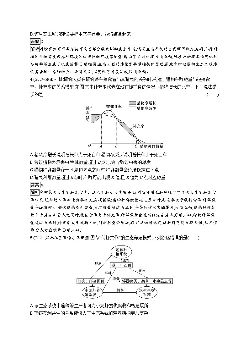 备战2025年高考二轮复习生物（河北版）知识对点小题练11生物与环境（Word版附解析）第2页