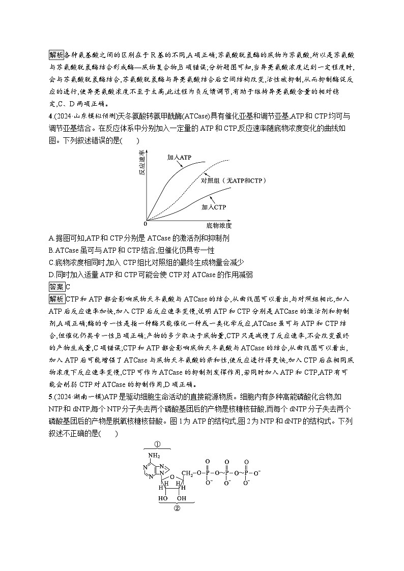 备战2025年高考二轮复习生物（河北版）知识对点小题练3酶与ATP（Word版附解析）第2页
