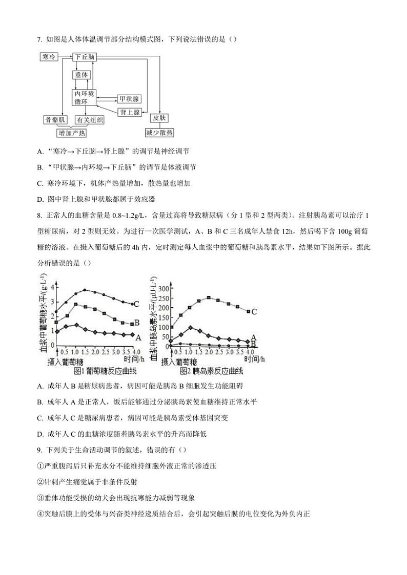 河南省信阳高级中学2024～2025学年高二(上)期中生物试卷(含答案)第3页