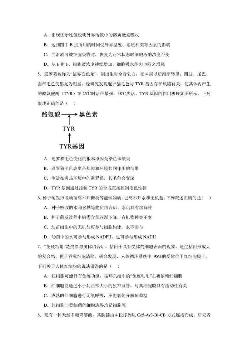 湖南省岳阳市云溪区2024～2025学年高三(上)期中生物试卷(含答案)第2页