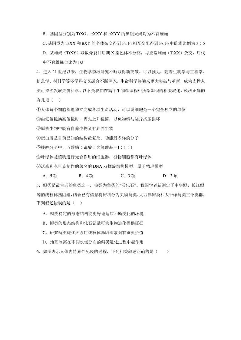 江西省上饶市广丰洋口中学2024～2025学年高三(上)十一月生物测试卷(含答案)第2页