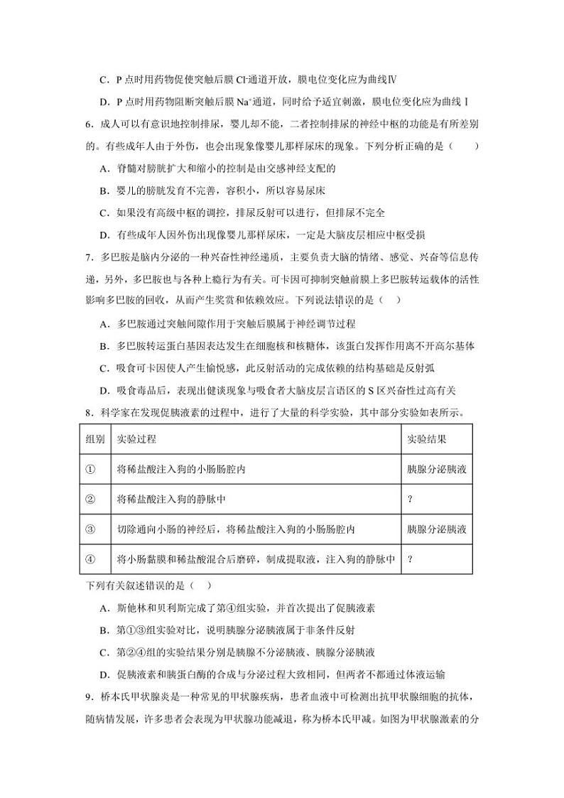 江西省上饶市私立世龙中学2024～2025学年高二(上)11月生物检测卷(含答案)第3页