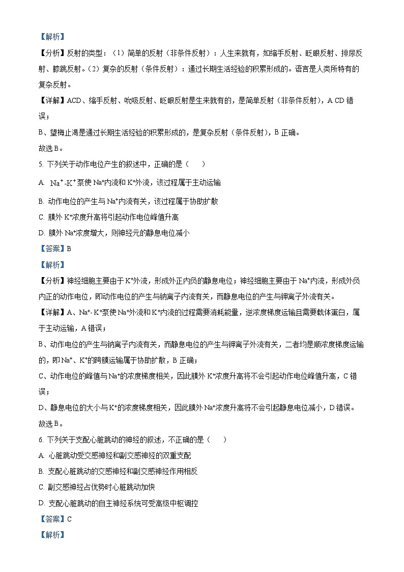 北京市第四中学2024-2025学年高二上学期期中考试生物试题（解析版）-A4第3页