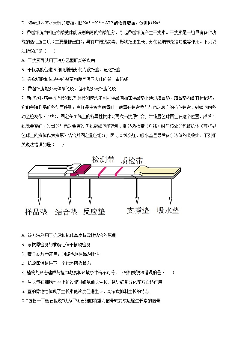 山东省泰安第一中学2023-2024学年高二上学期1月月考生物试题第3页