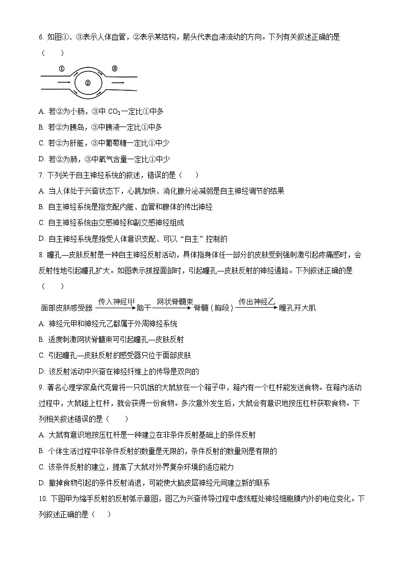 四川省合江县马街中学2024-2025学年高二上学期期中考试生物试题（原卷版）-A4第2页
