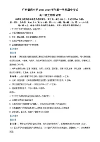 广东省肇庆市肇庆中学2024-2025学年高一上学期期中考试生物试题（解析版）-A4