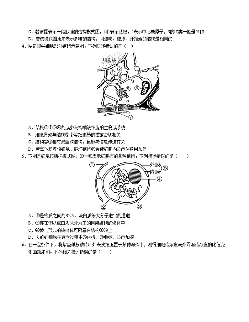 高一生物第三次月考卷03（新高考通用，不定项选择）2024-2025学年高中上学期第三次月考02