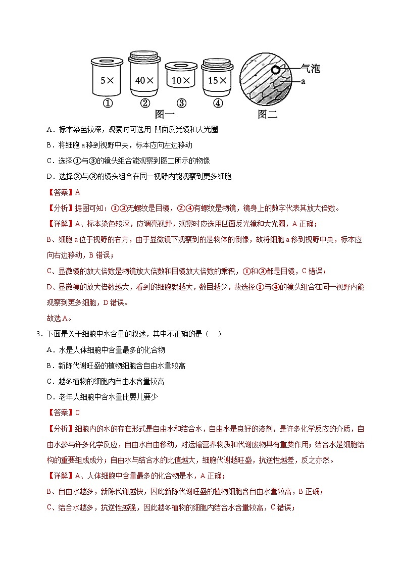高一生物第三次月考卷（苏教版2019，必修1第一章到第三章第二节）2024-2025学年高中上学期第三次月考.zip02
