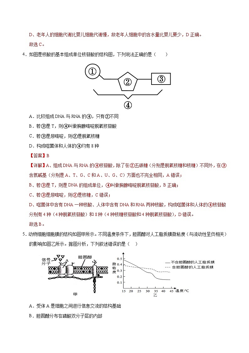 高一生物第三次月考卷（苏教版2019，必修1第一章到第三章第二节）2024-2025学年高中上学期第三次月考.zip03