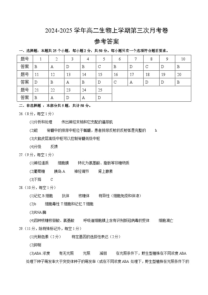 高二生物第三次月考卷01（参考答案）第1页