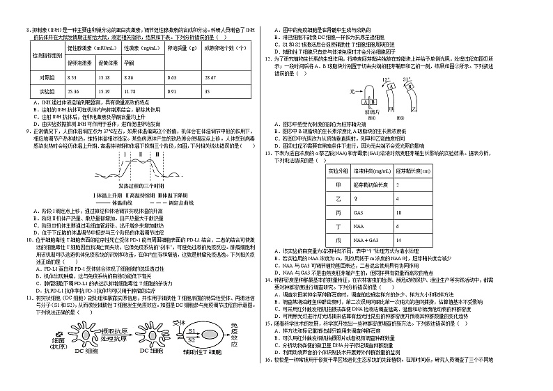 高二生物第三次月考卷02【测试范围：选择性必修1+选择性必修二第1-2章】（考试版A3）（人教版2019）第2页