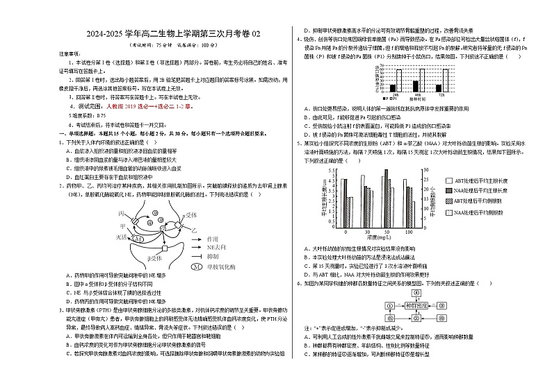高二生物第三次月考卷02（A3考试版）【测试范围：选必一+选必二1-2章】（新高考通用）第1页