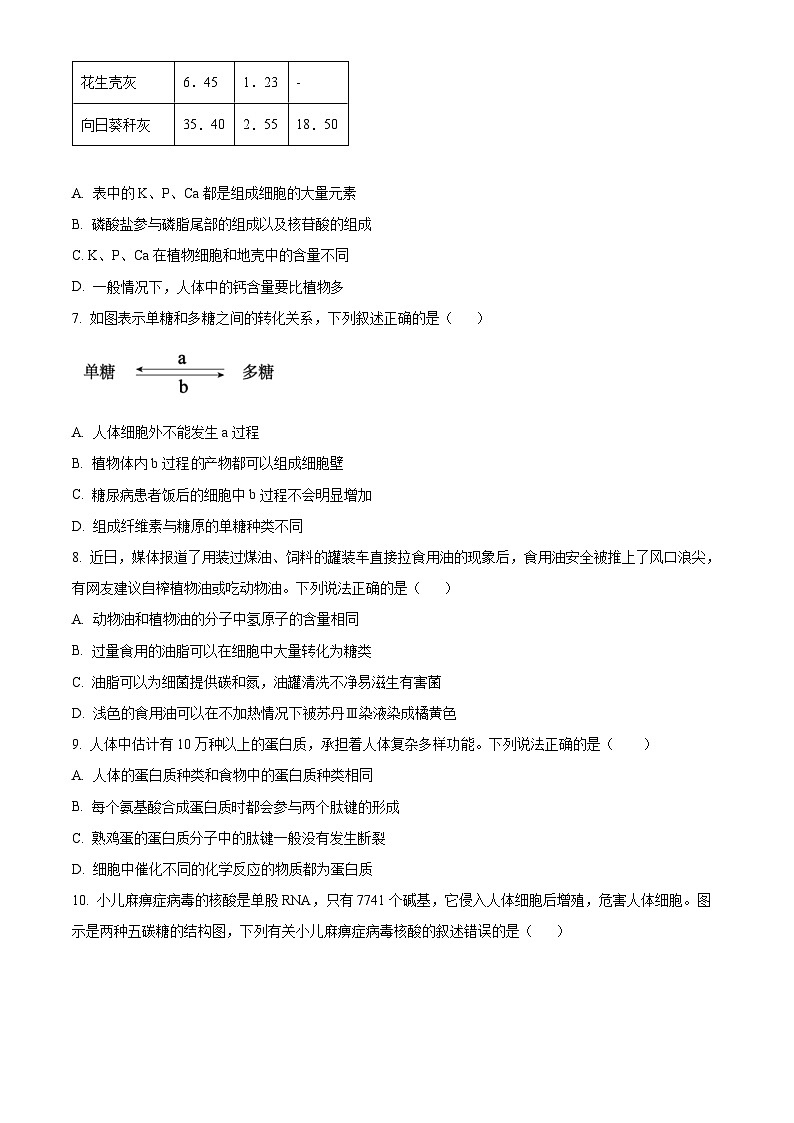 安徽省鼎尖教育2024-2025学年高一上学期11月期中考试生物B卷试题无答案第3页