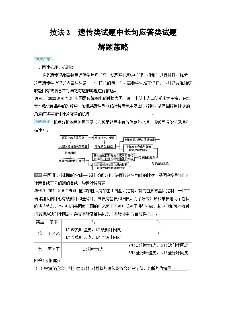 备战2025年高考生物精品教案第十二章长句应答类试题和开放型试题解题策略技法2遗传类试题中长句（Word版附解析）第1页