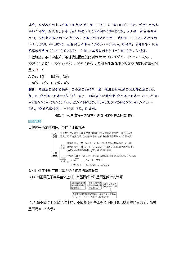 备战2025年高考生物精品教案第七章生物的变异和进化微专题10基因频率与基因型频率的计算（Word版附解析）第2页