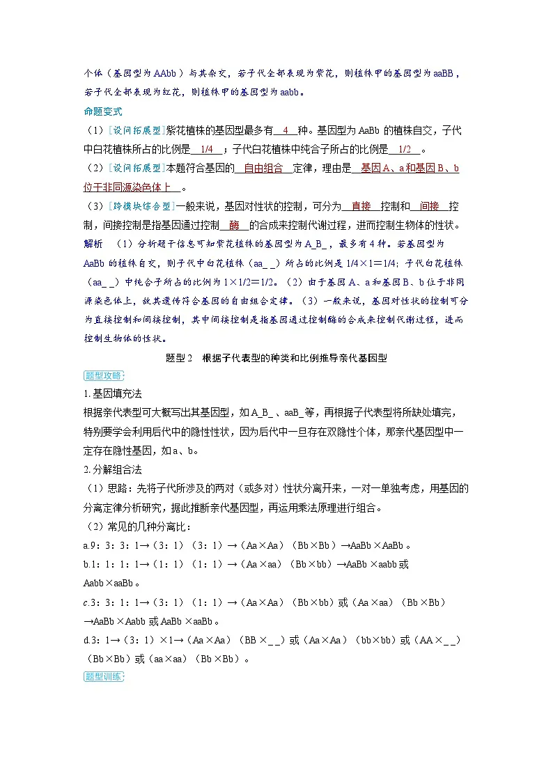 备战2025年高考生物精品教案第五章基因的传递规律微专题5基因自由组合定律的解题规律和方法（Word版附解析）第3页