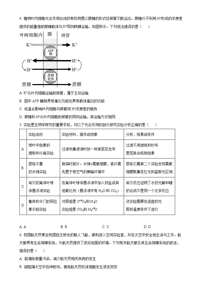 福建省福州市第三中学2024-2025学年高三上学期11月期中生物试题（原卷版）-A4第2页