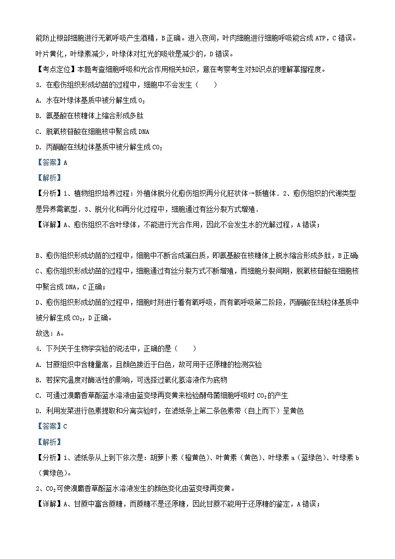 安徽省安庆市2023_2024学年高一生物上学期10月月考试题含解析第2页