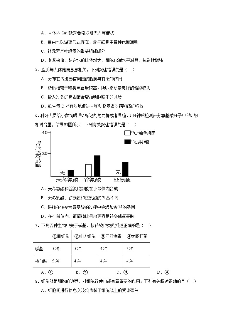 江西省上饶市广信二中2024-2025学年高一上学期11月生物学检测题第2页