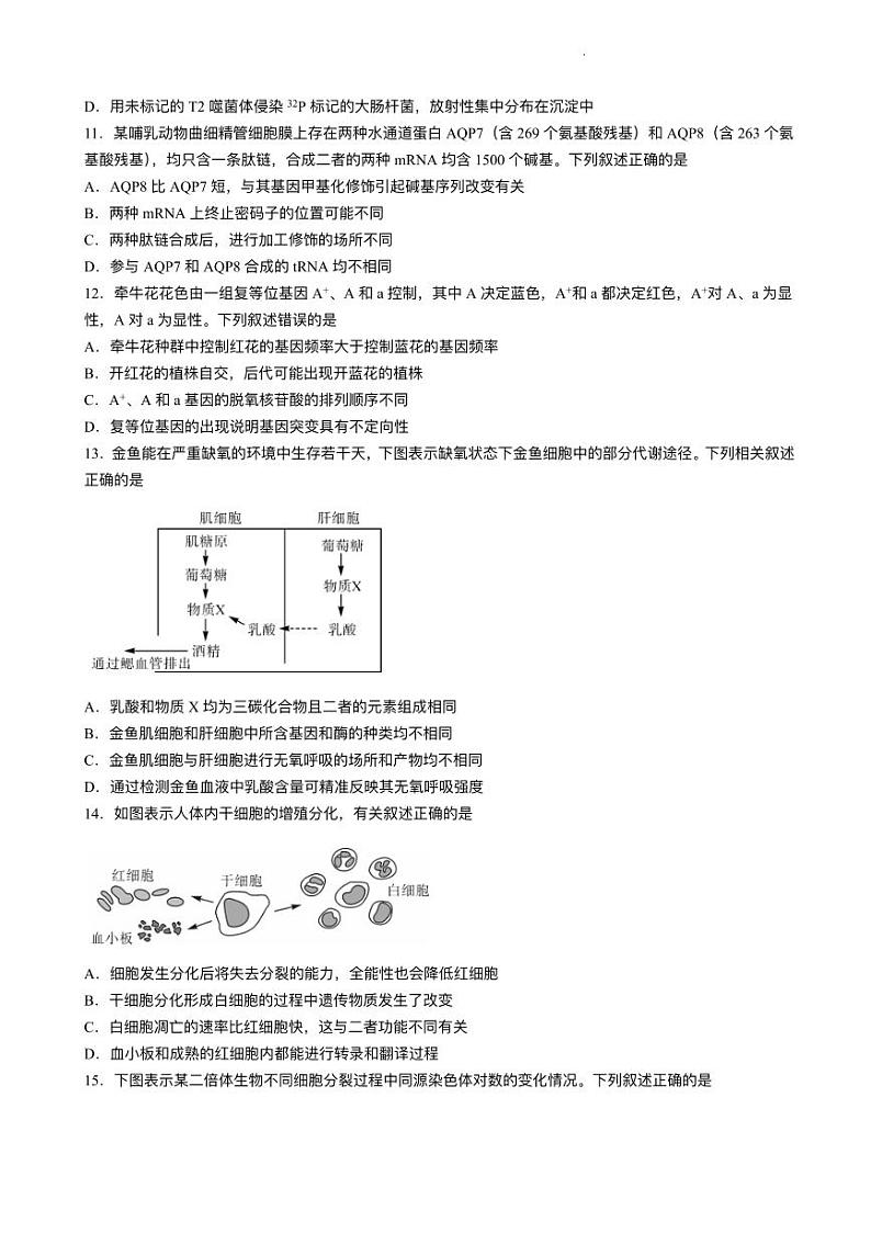 福建省福州市2023_2024学年高三生物上学期11月期中试题pdf第3页