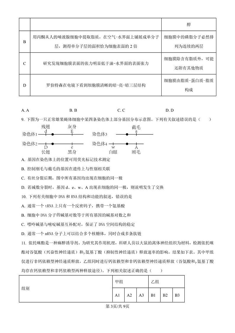 生物丨福建省泉州五校高中联考2025届高三上学期11月期中考试生物试卷及答案第3页