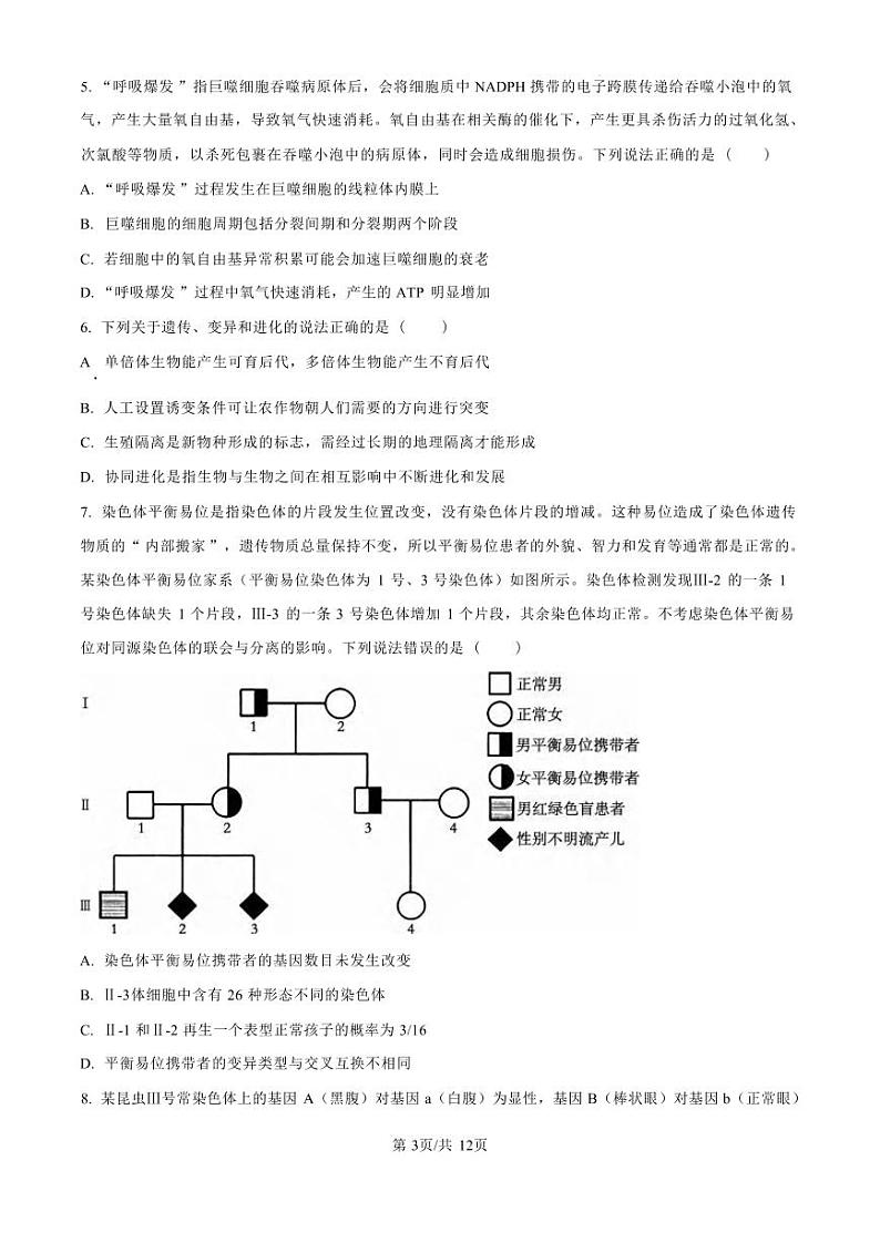 生物丨山东省青岛市四区县（胶州、平度、黄岛、城阳）2025届高三上学期11月期中学业水平检测生物试卷及答案第3页