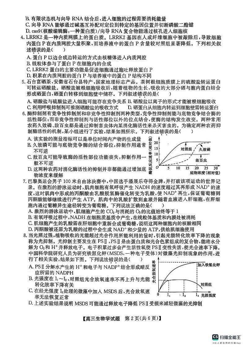 安徽省五校联考2024-2025学年高三上学期11月期中生物试题第2页