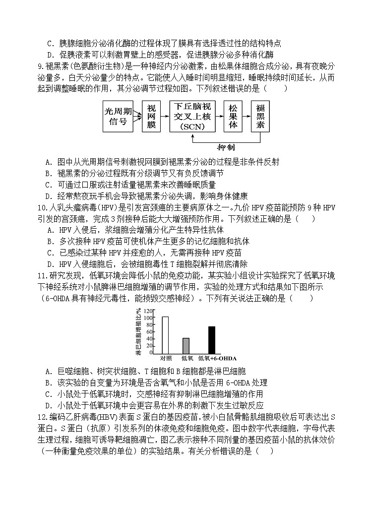 广东省广州外国语、广大附中、铁一中学等三校2024-2025学年高二上学期期中联考生物试题第3页