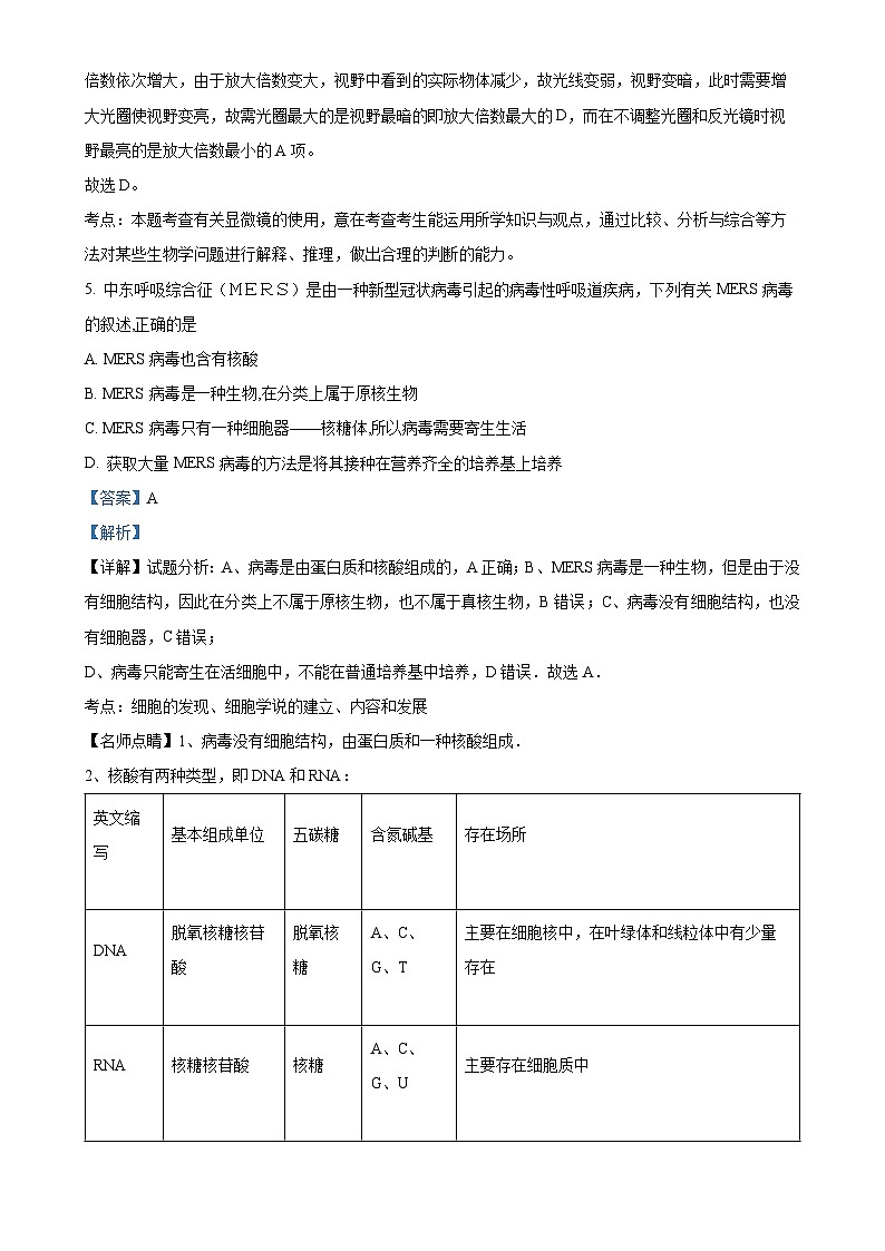 四川省泸州市龙马潭区2024-2025学年高一上学期11月期中生物试题（解析版）-A4第3页
