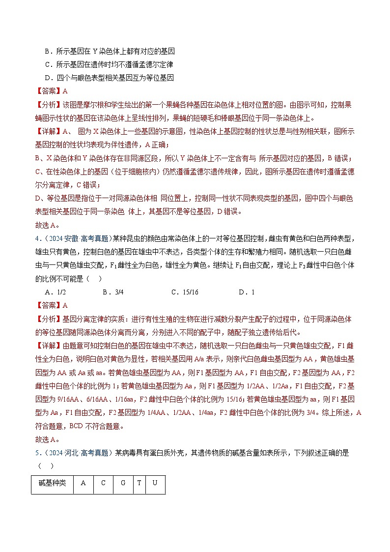 五年高考真题（2020-2024）分类汇编 生物 专题09 基因的分离定律 含解析第3页
