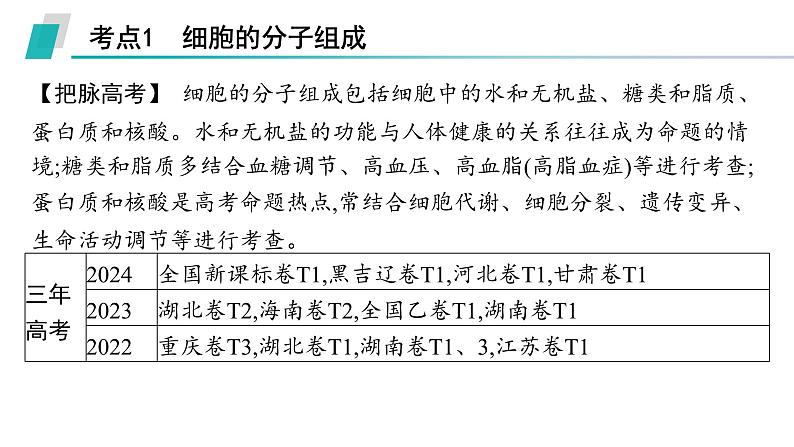 2025届生物高考  二轮复习  细胞是生物体结构与生命活动的基本单位 主干知识 课件第3页