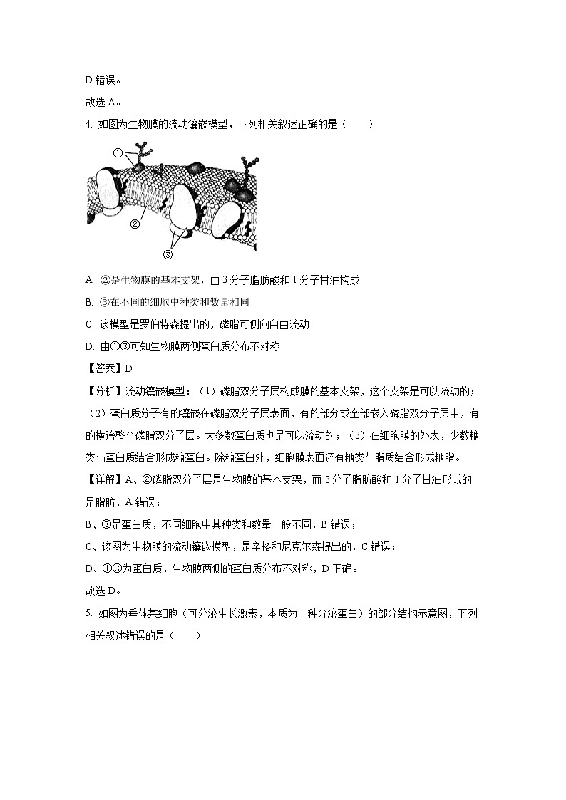 2023~2024学年山西省部分学校高一(上)1月期末生物试卷(解析版)第3页