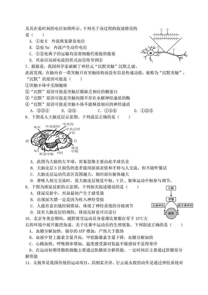 2024～2025学年福建省泉州市鲤城区福建师范大学泉州附属中学高二(上)期中生物试卷(无答案)第2页