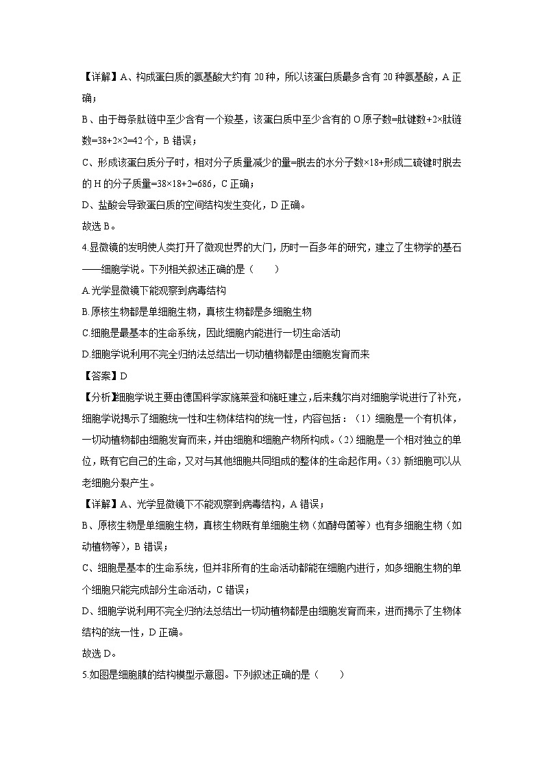 2024~2025学年浙江省高一(上)生物第三次月考生物试卷(解析版)第3页