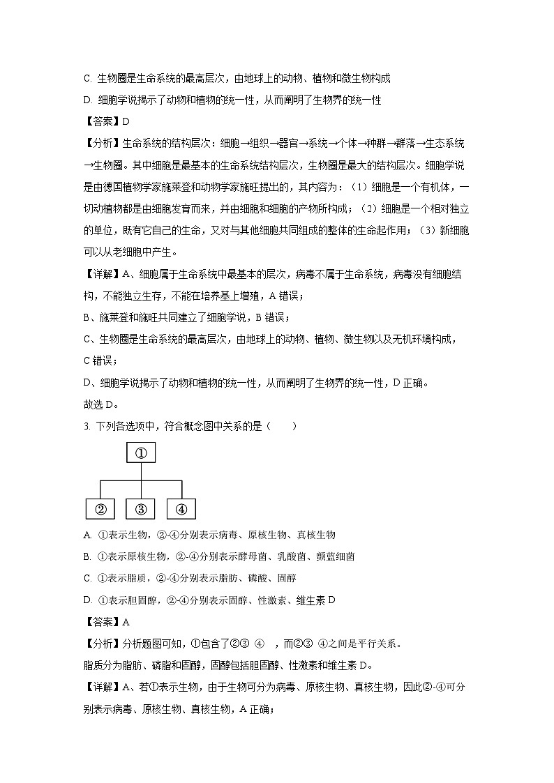 2024~2025学年河北省保定市六校联盟高一(上)11月期中联考生物试卷(解析版)第2页