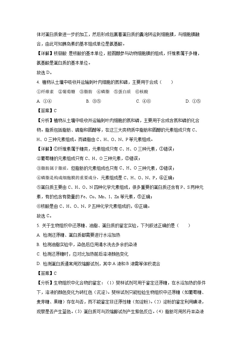 2024~2025学年天津市蓟州区高一(上)11月期中考试生物试卷(解析版)第2页