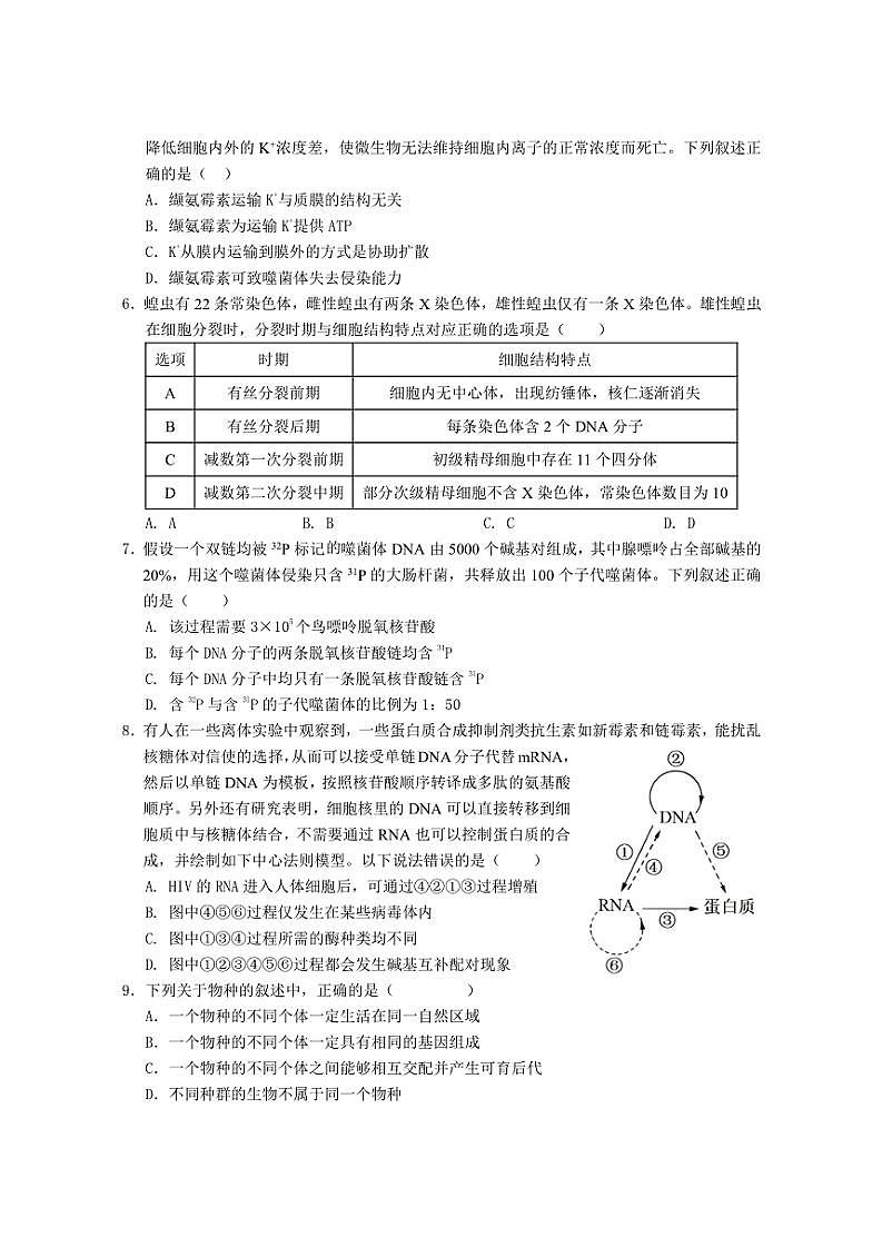 2024～2025学年湖南省常德市沅澧共同体高二(上)期中生物试卷(含答案)第2页